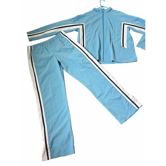 VTG Nike Women's Sky Blue w/ Black/White Side Stripes Track Suit- XL Top/L Pants - Picture 2 of 13